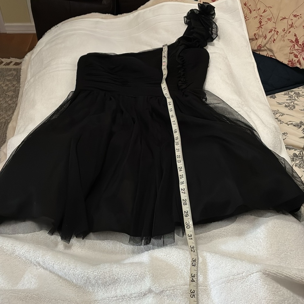 NWT Aidan Mattox stunning black one shoulder short dress with lovely mesh - Picture 13 of 16